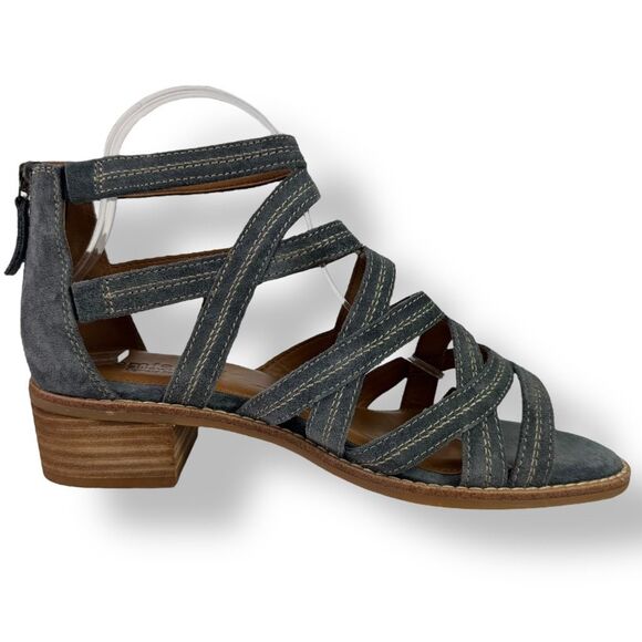 Comfortiva Betha Gladiator Sandals Blue Strappy Cage Cut Out Heels Women’s 9 W - Picture 5 of 12